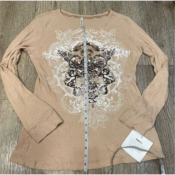 Cubism Generosity in Justice Tan Long Sleeve Shirt Medium New - Picture 6 of 7
